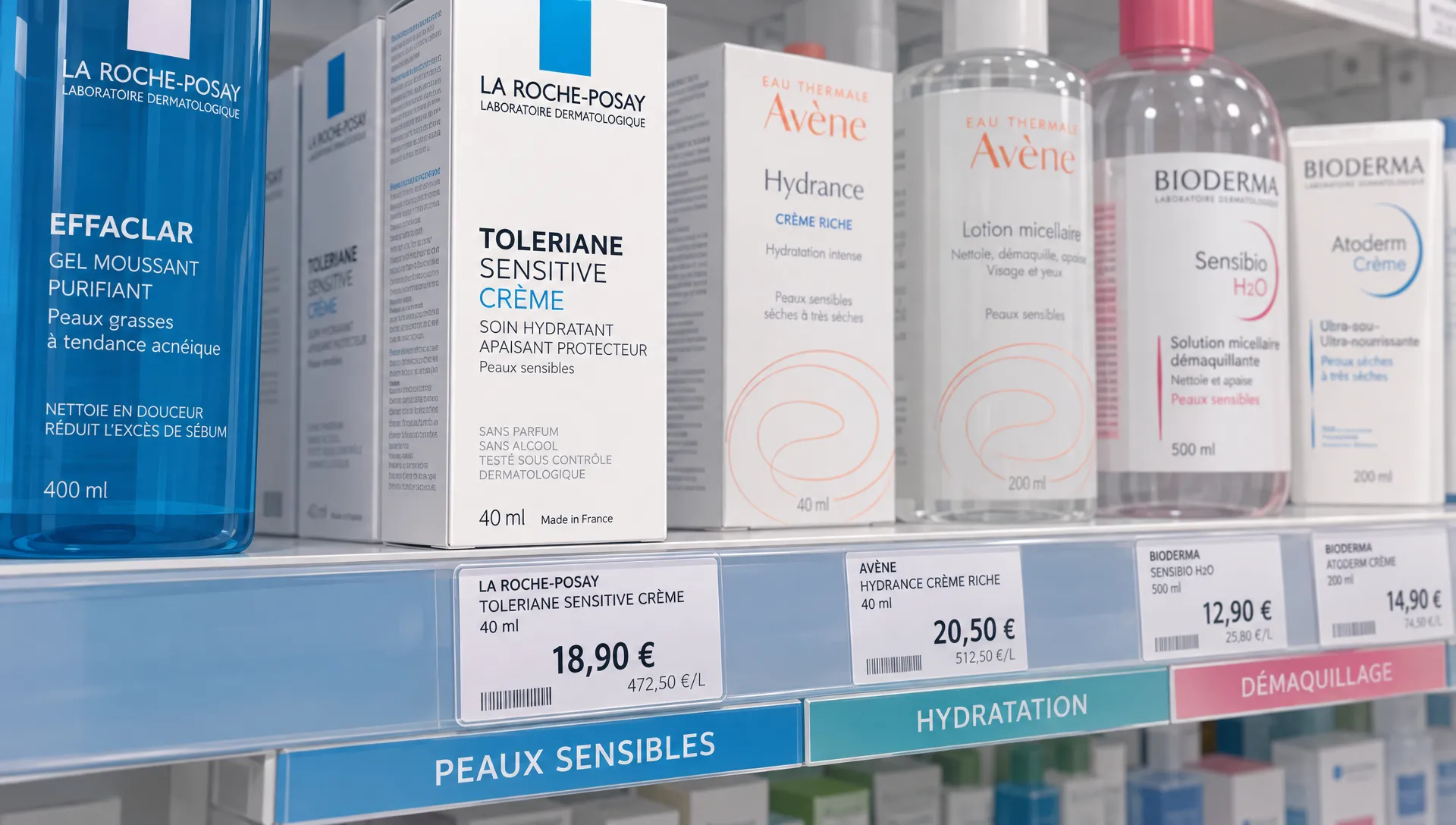 Vue de dessus d’un panier de commande avec des soins éligibles, des articles exclus, une facture et des frais de livraison, illustrant le calcul du cashback en pharmacie en ligne.