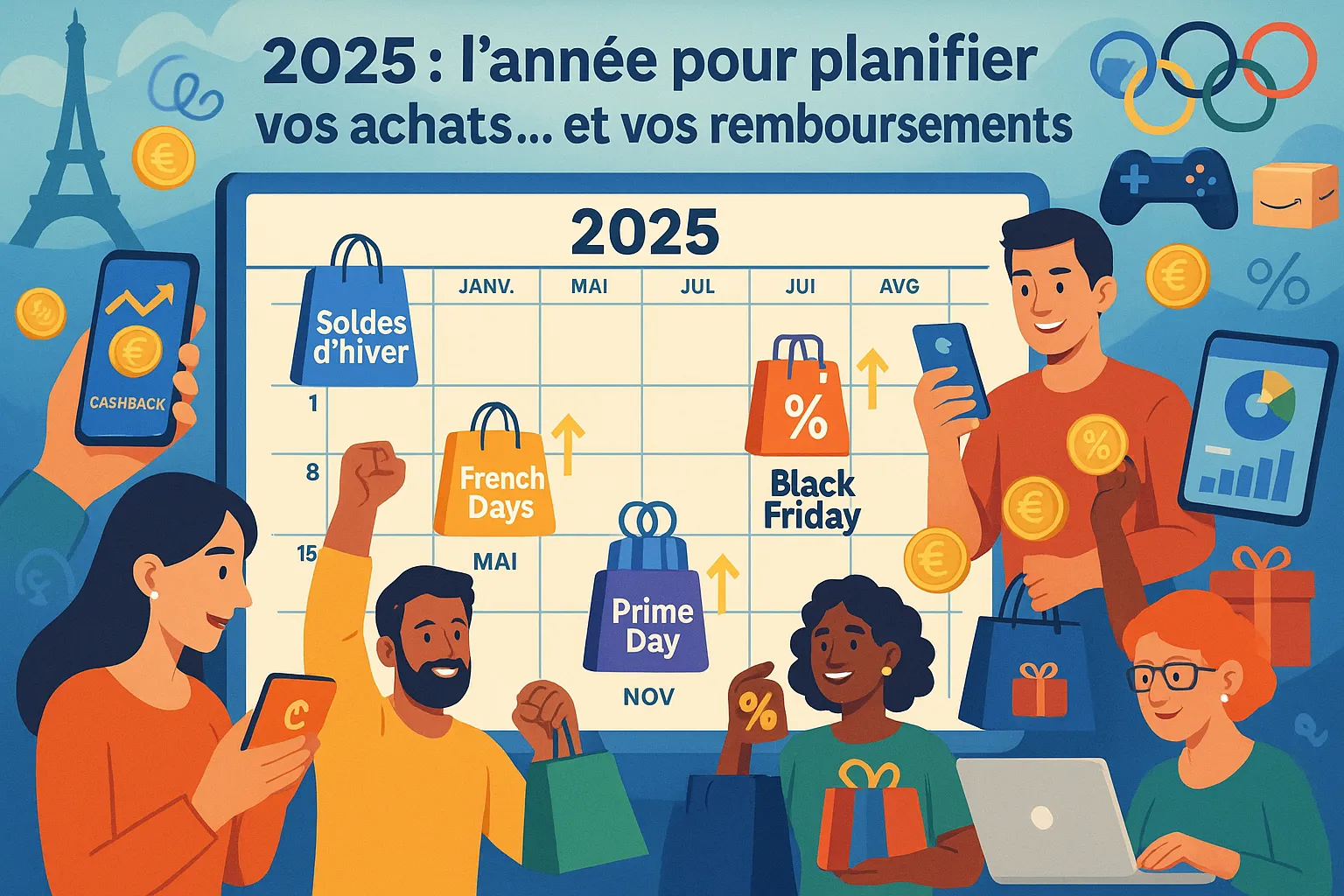 Un couple consultant l’application Best Cashback sur smartphone tout en choisissant un bouquet de roses dans une boutique cosy avec étiquettes de cashback visibles