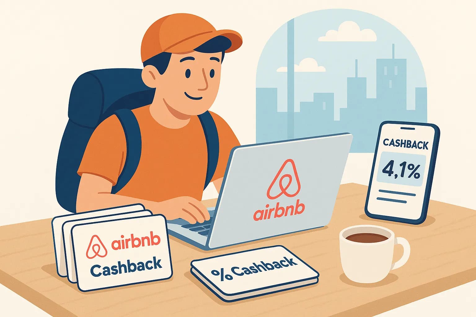 Smartphone affichant l’application Joko avec un taux de cashback de 4,1 % sur l’achat d’une carte cadeau Airbnb